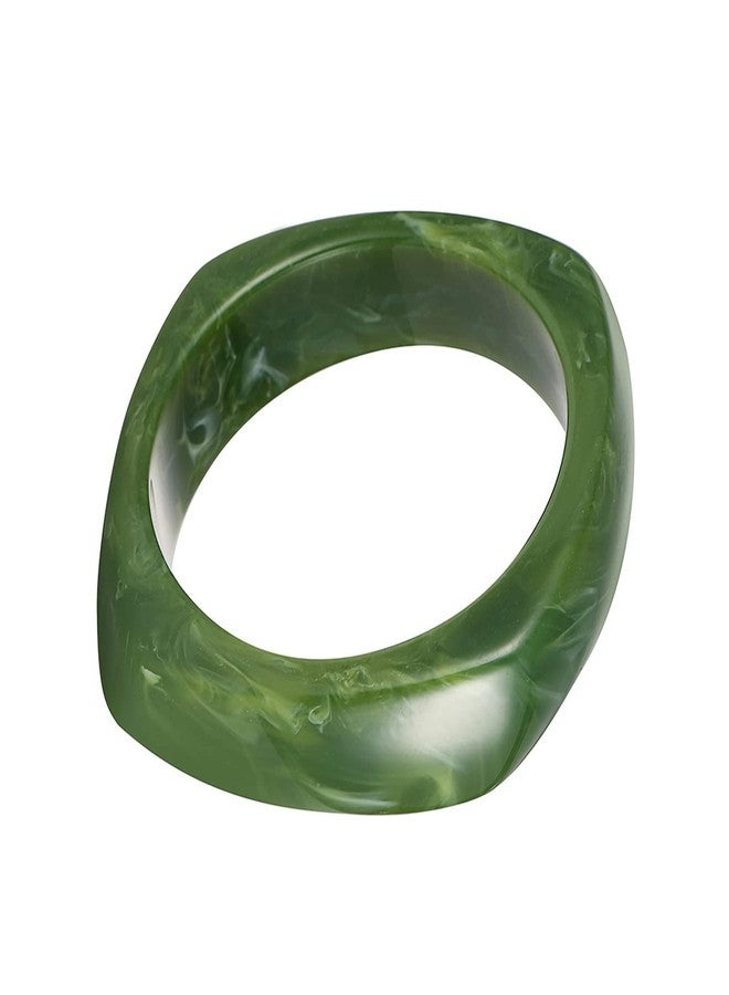 SCRDPRAD Punk Cool Colorful Square Acrylic Tortoiseshell Acetate Plate Bangles Wide Irregular Ethnic Resin Wristbands Chunky Geometric Cuff Bracelet Punk Cool Jewelry for Women-green - Image 2